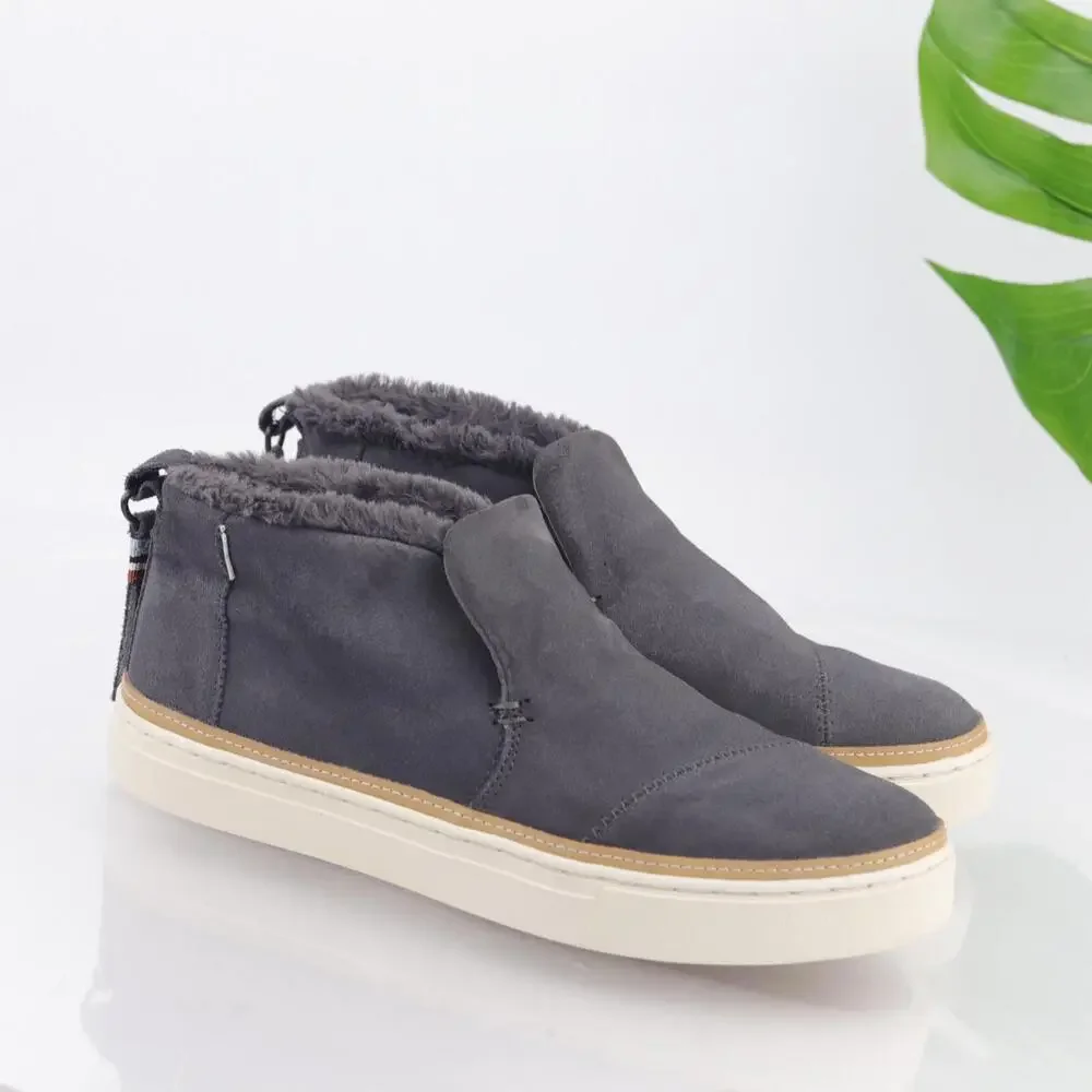 TOMS Womens Paxton‎ Sneaker Boots Size 9 Gray Suede Fur Lined Shoes Boho Comfort